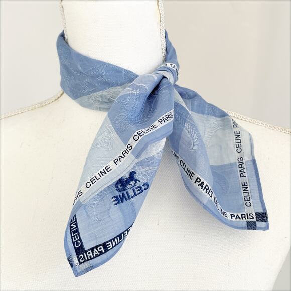 CELINE Vintage Handkerchief Neckerchief Pocket Square Bandana Turban New - Picture 8 of 8